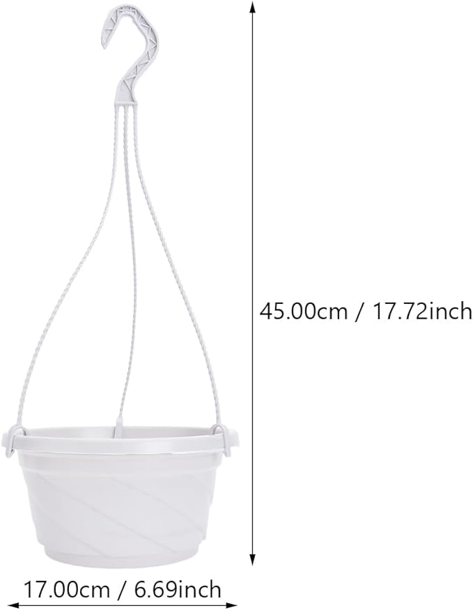 DOITOOL 10 Sets Hanging Planter Basket with Drainage Hole Round Flower Plant Pot Fence Railing Wall Planter for Ferns Ivy Crawling Plants Indoor Outdoor White