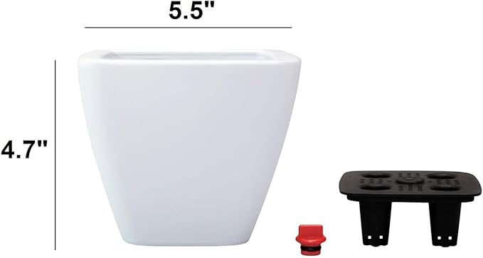 Set of 2, Smart Self-Watering Planters for Indoor and Outdoor -Square, White