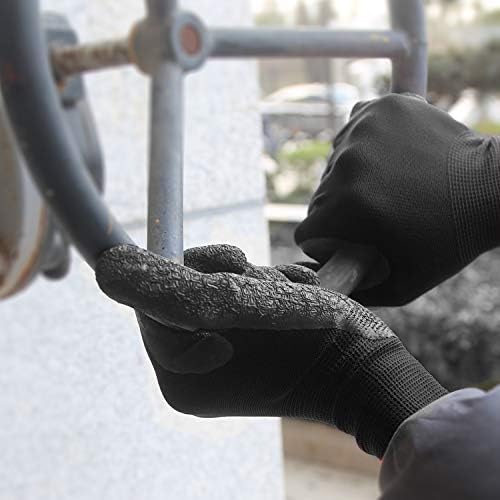 Evridwear Crinkle Latex Rubber Hand Coated Safety Work Gloves for Men Women General Multi Use Construction Warehouse Gardening Assembly Landscaping,Black X-Large 120 Pairs Pack