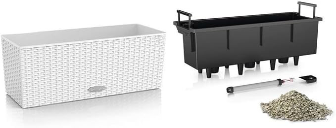 Lechuza Delta 20 Charcoal Metallic, Self-Watering Planter Indoor, H7.1 L15.7 W5.9 in