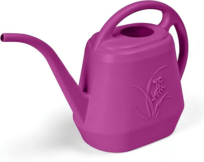 Plastic Watering Can - for Indoor and Outdoor Home Garden Plants - with Long Spout - Rose Red - 1/2 Gallon