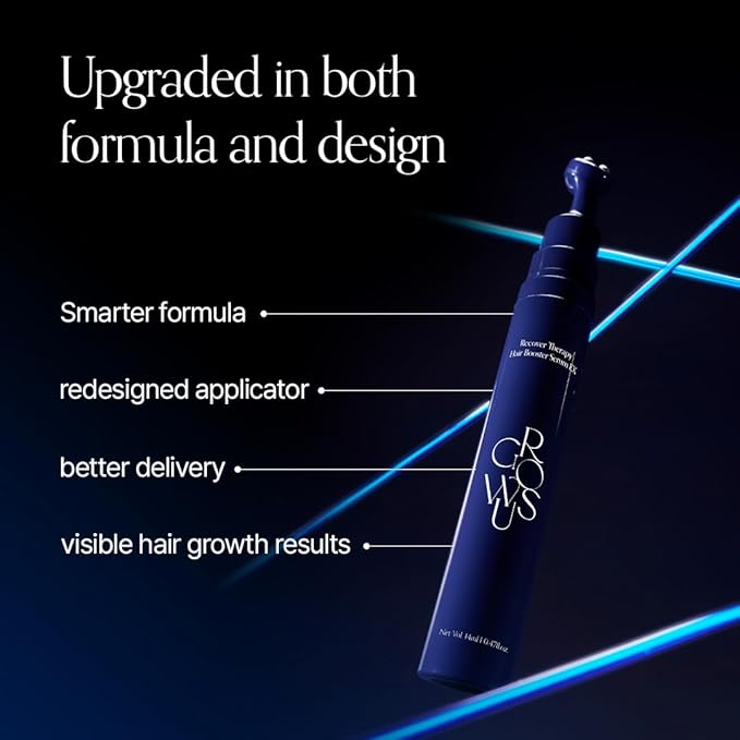 GROWUS Recover Therapy Hair Booster Serum EX - Biotin Spicule & Triple-Ball Scalp Massager for Thinning Hair - Root Strengthening Scalp Serum for Thicker, Fuller Hair - 14ml (0.47 fl.oz)