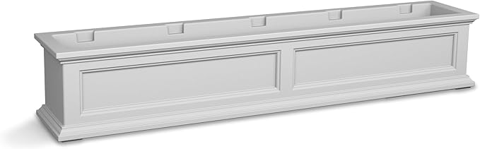 Mayne Fairfield 5ft Window Box, Self Watering Flower Box with Double Wall Design, All Season Fade Resistant Outdoor Window Planter With Steel Mounting Bracket, White