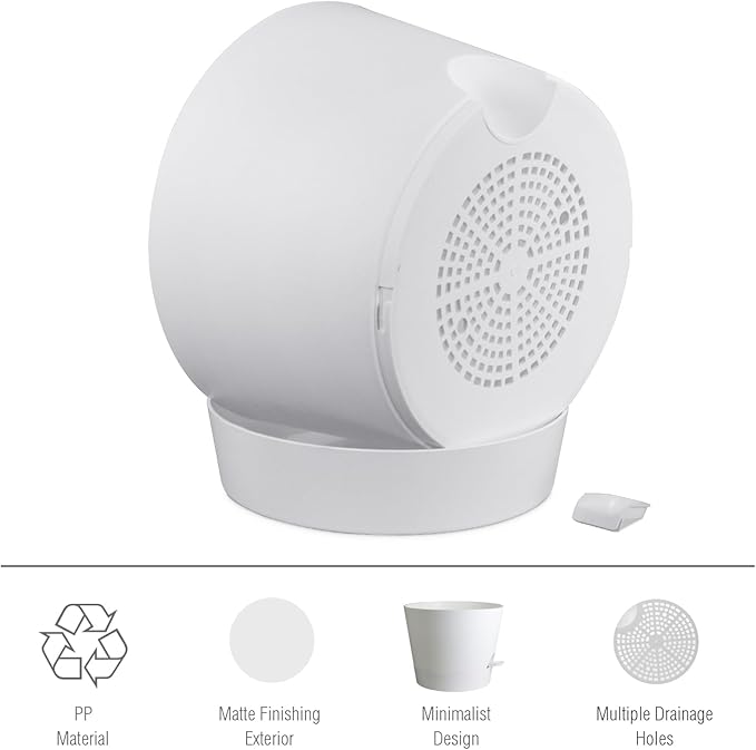 Meowell 12 inch Large Self Watering Pots for Indoor Outdoor Plants, Flower Plant Pots with Mesh Drainage Holes for Garden House, Plastic Planters with Reservoir for Home, White
