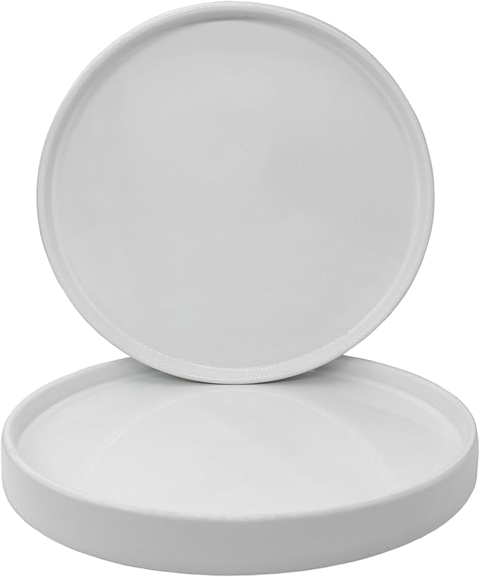 Yukfona 2 Pack Ceramic Plant Saucer Pot Tray 8 Inch, Planter Saucers 4 5 6 7 8 9 10 11 12 Inch for Indoors Outdoor, Durable Sturdy Flower Drainage Tray for Glazed Pots Base (8.5 Inch White)