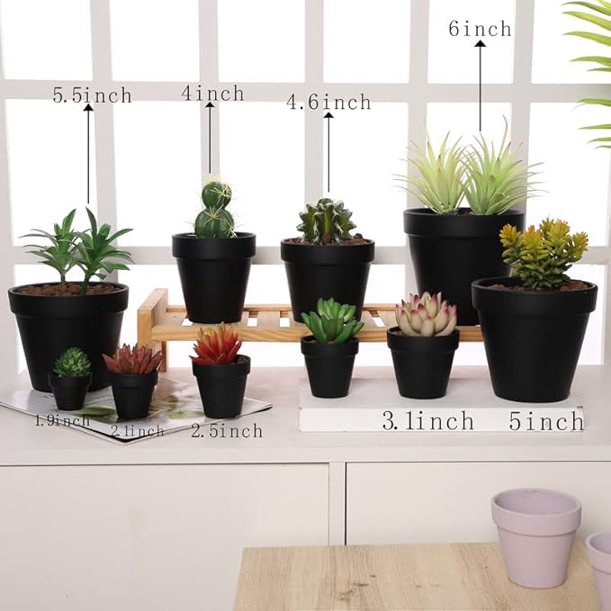 Yishang 2.5 inch Black Terracotta Pots with Drainage Holes,Small Mini Clay Ceramic Pottery Planter,Cactus Flower Terra Cotta Pots,Succulents Nursery Pots for Indoor/Outdoor Plants,Crafts-12 Pack