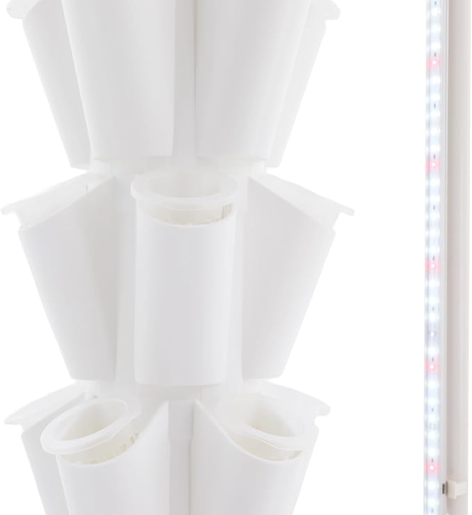 Hydroponic Growing System Kit - 70 Pods Large Vertical Hydroponics Tower with 8 LED Light Strips, 14-Tiers Smart Indoor Herb Garden for Kitchen Office Winter Balcony Planting (White)