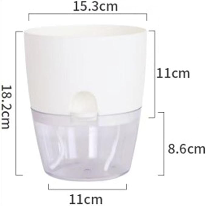 Self-Watering Planters, Plant Waterer for Indoor Outdoor Use Self Watering Plant Pot for Herbs Flowers Succulents, 2 Pcs (White, Large)