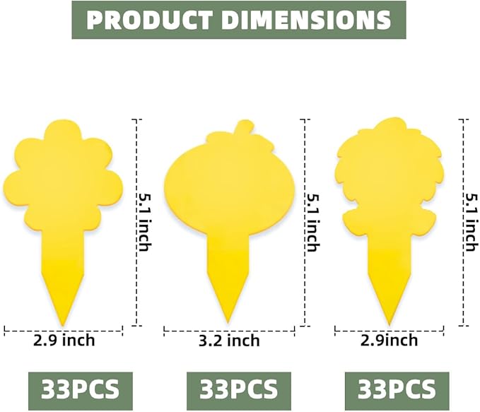 Sticky Yellow Fungus Gnat Traps, Easier to Use, No Touching Glue Or Bugs, Targets Species for Gnat, Fruit Fly & Pests, Three Thoughtful Designed, High Capture Rate, Kid & Pet Safe, 99 Traps
