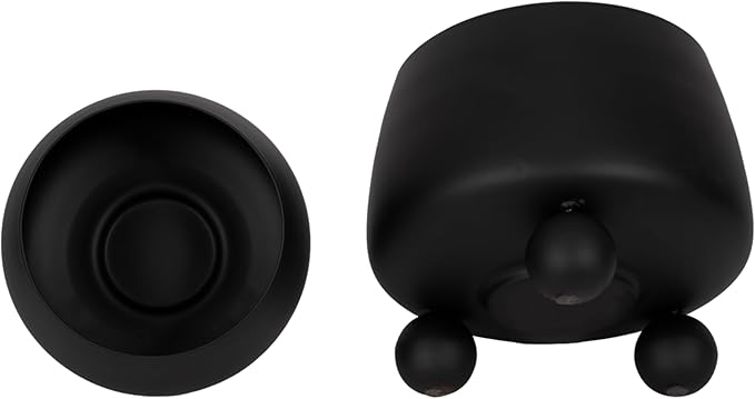 Chic Black Flower Pots and Planters for Indoor Plants Set – Glam Ceramic Planter Set with Modern Design for Home Decor, Orchid Pot, Round Planter, Indoor and Outdoor Planters – 9" & 7", Black