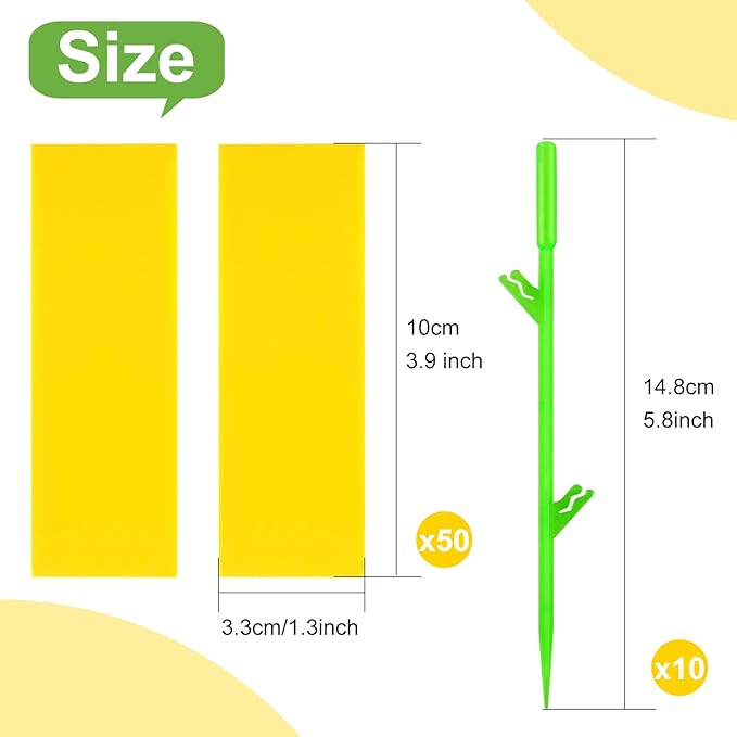 Fruit Fly Traps, 60 Pack Yellow Stick Traps, Fungus Gnat Traps, Plant Fly Stickers for Indoor and Outdoor Use Protect The Plant
