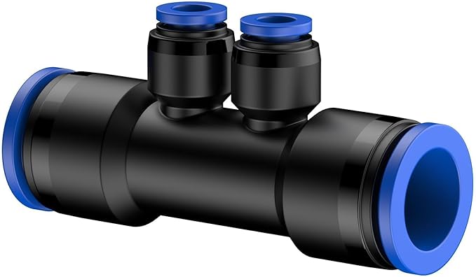 Pawfly 12 Pcs Quick Connect 1/2" to 1/4" Drip Irrigation Fittings for 1/2" Tubing (0.62-0.63" OD), Push-to-Fit 4-Way Reducing Tees Reducer Tee Connectors, Anti-Leak Drip Irrigation Tee Fittings