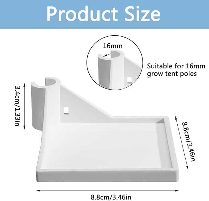 4 PCS Grow Tent Corner Shelf,16 mm Grow Tent Accessories,White Grows Tents Shelves for Place The Hygrometer Camera and Planting Equipment Black/White (White/4PCS)