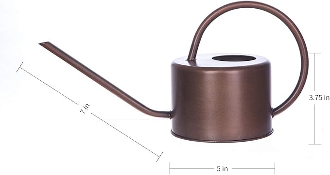 Topadorn 1.3L Watering Can for Indoor and Outdoor Plants - Long Spout Water Can for Garden, Flower, House Plants, Decorative Brown Watering Can