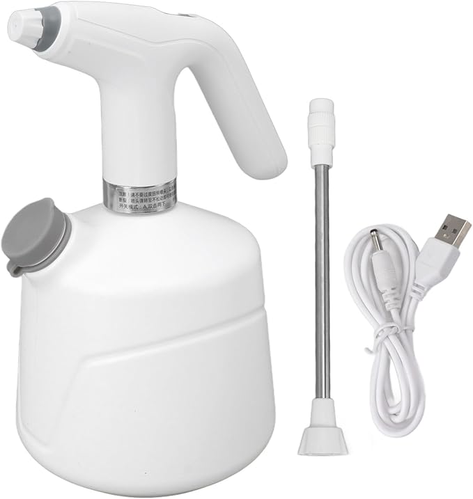 Electric Plant Spray Bottle, Rechargeable Battery, 6 Hours Lasting, Electric Quantity Display, Wide Spray Range, Water Injection Port, Suitable for Plants, Cars, Household (White)
