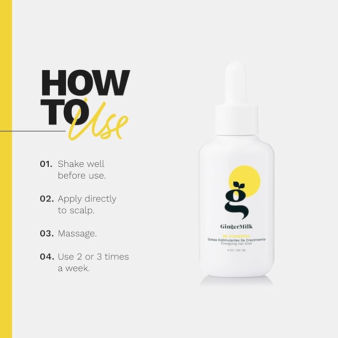 Ginger Root Extract | Growth Stimulating Drops and Hair Loss Control | Serum Vegan Energizing Hair Elixir | Be Powerful (2 fl oz)