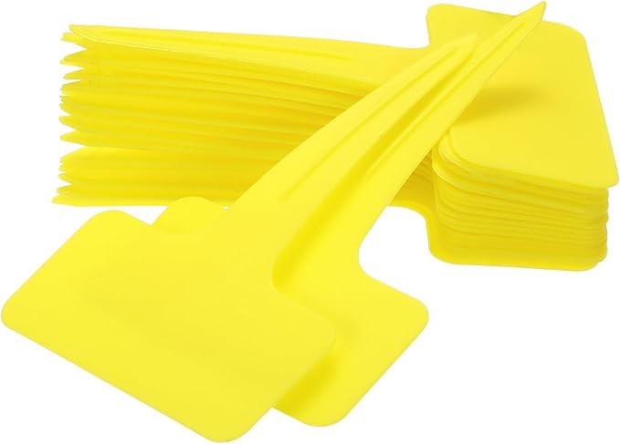 uxcell 100Pcs 4 Inch Plant Labels Large T-Style Garden Marker Plant Tags Garden Labels for Flower Beds,Pots Vegetables Yellow