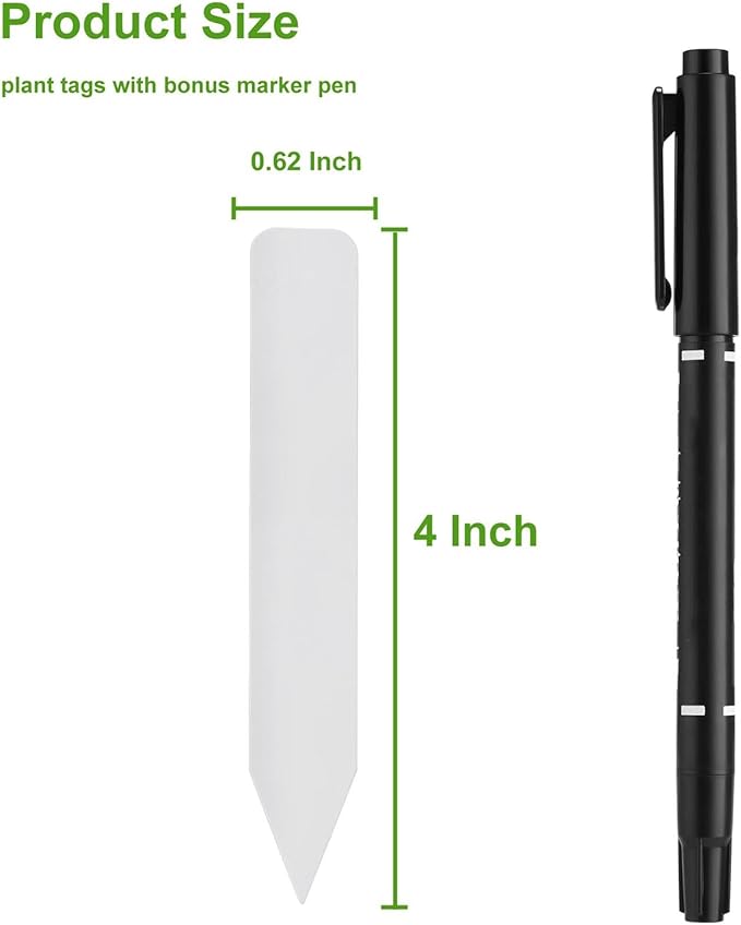 500 Pack Plant Labels, 4 Inch Potted Plant Name Tags Plastic, Seedlings Seed Markers Nursery Plant Stake Tag with Marking Pen for Outdoor Indoor Garden Patio Flower Vegetable, White
