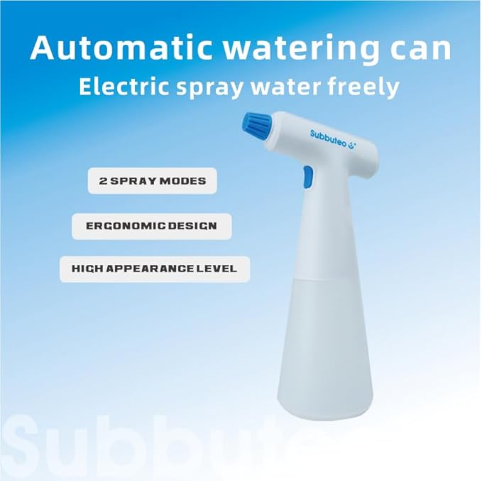 Subbuteo Electric Plant Mister Spray Bottle, 0.55L USB Rechargeable Auto Sprayer, Adjustable Fine Mist Nozzle for Indoor Plants, Hair Styling & Home Cleaning