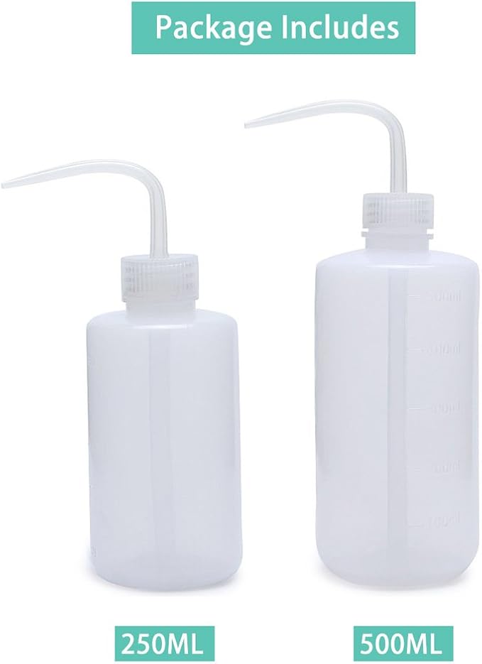 Mkono 2 Pack Watering Can - 250ML and 500ML Succulent Watering Bottle, Plant Flower Squeeze Plastic Bend Mouth Safety Wash Bottle, Small and Medium, White