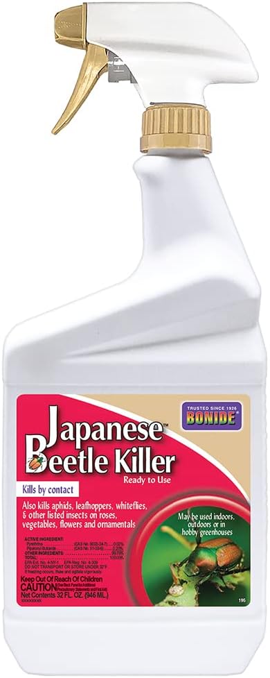 Bonide Japanese Beetle Killer Ready-to-Use Spray, 32 oz Indoor Outdoor Insecticide for Residential Use, Kills by Contact