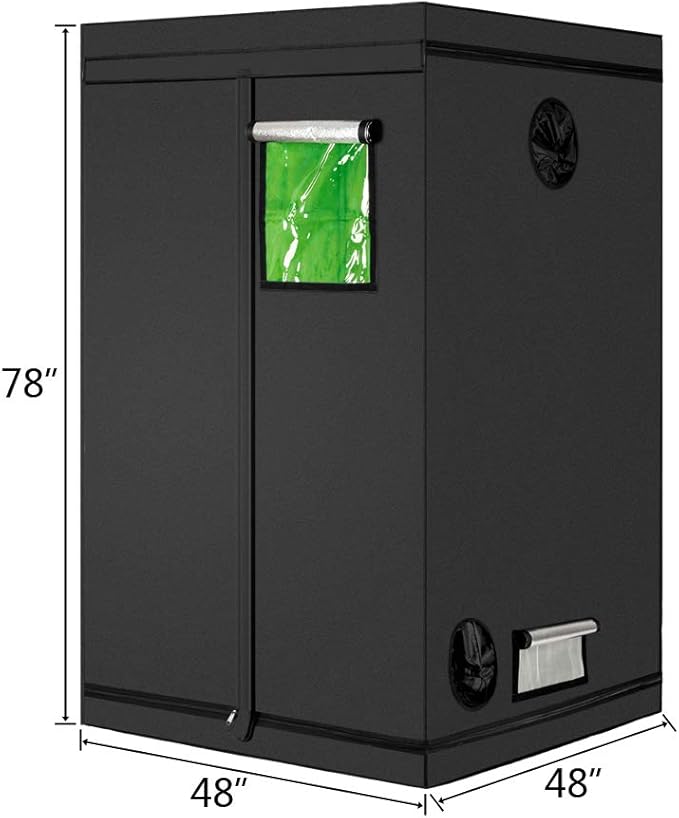 Grow Tent, 120 x 120 x 200cm, Black, Oxford Cloth, Iron Frame, PEVA & Aluminum Inner, Hydroponic-Grow-Tents, Indoor Plant Growing