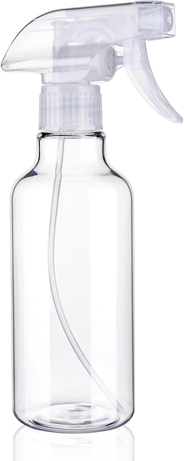 Spray Bottles 12oz Plastic Spray Bottle for Hair Mist/Stream Heavy Duty Empty Spray Bottles for Cleaning Solutions, Plants (12oz-Clear)