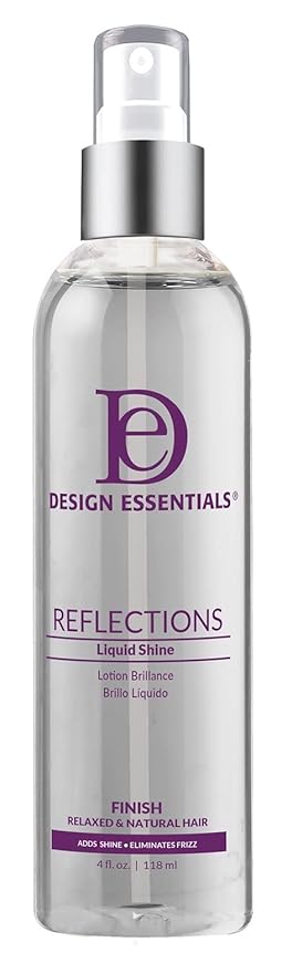 Design Essentials Reflections Liquid Shine, Lightweight Hair Polish Spray for Frizz Control, Thermal Protection & Shine, Alcohol-Free, 4 oz