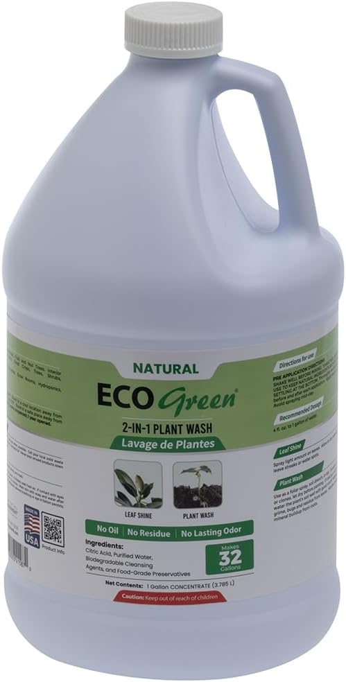 Environmental Plant Management ECO Green Concentrate | Spray & Walk Away Leaf Wash for Live & Artificial Plants | No Wipe Plant Cleaner | Oil-Free, Indoor & Outdoor Use
