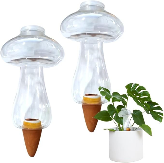 3Pcs Self Watering Globes Mushroom & Wash Bottle,Plant Watering Globes,Self Watering Planter Insert,Automatic Plant Waterer Indoor,Plant Watering Devices,Plant Water Globes,Watering Bulb