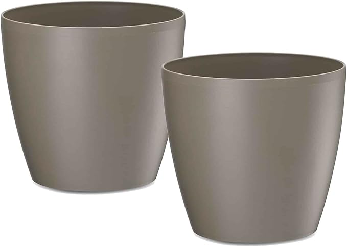 Crescent Garden Eva 18" Houseplant Pot Planter, Indoor Plant Pot for Peace Lilies, Agave Plant and Succulents. Stylish Decorative Planter - No Drain Hole - Set of 2 (Latte)