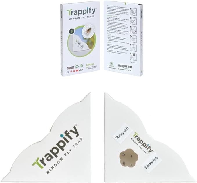 Trappify Window Fly Trap Indoor | Fruit Fly Traps for Indoors | Gnat Traps for House Indoor | Disposable Trap with Sticky Adhesive Strips | Bug Catchers (8 Pack)
