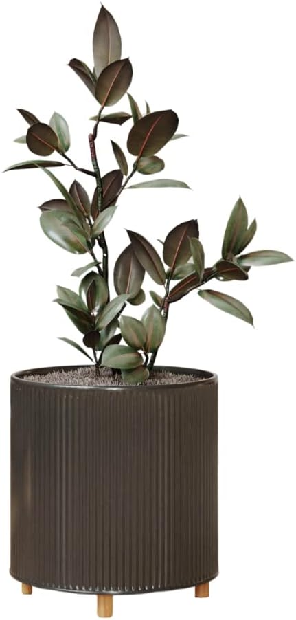 EverNest Everett Black Striped Modern Planter with Peg Leg Stand, 10-Inch Plant Pot, SelectBase, Neutral Mid-Century Modern Home Decor, Planter for Indoor Plants (Medium, 2 Gallon)