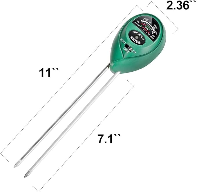 iPower Soil pH Tester, 3 in 1 Moisture Sunlight Meter for Home, Garden, Lawn Farm, Indoor and Outdoor Plants, 1 Pack, Green