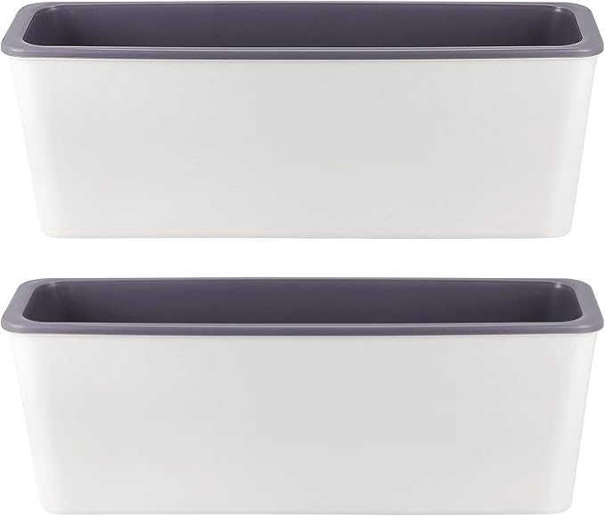 SINJEUN 2 Pack Rectangular Self Watering Planter 17 x 6 Inch, Rectangular Self Watering Flower Plant Pots with Drainage Holes, Garden Window Sill Planters Flower Pot for Indoor Outdoor Use