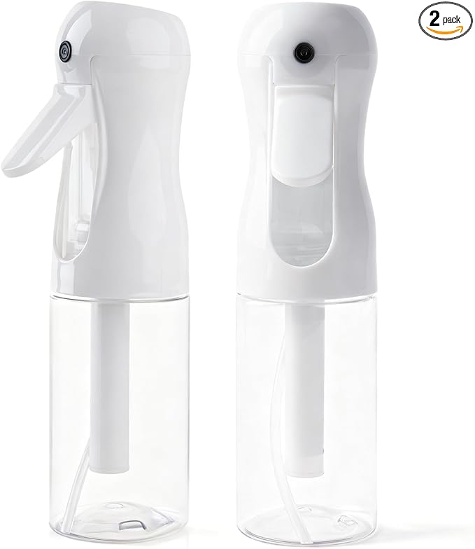 AMOMELA 2Pcs Continuous Spray Bottle For Hair,Ultra Fine Refillable Water Mister for Hair Styling, Plants, Cleaning, Salon, Misting & Skin Care（200ml/6.8oz Clear） (200ML 2PACK)