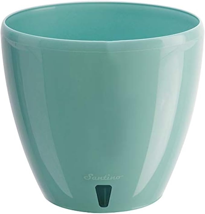 Santino, Self Watering Planter Deco 6.7 Inch, Jade, Indoor Decorative Flower Pot with Drainage Cartridge and Water Level Indicator