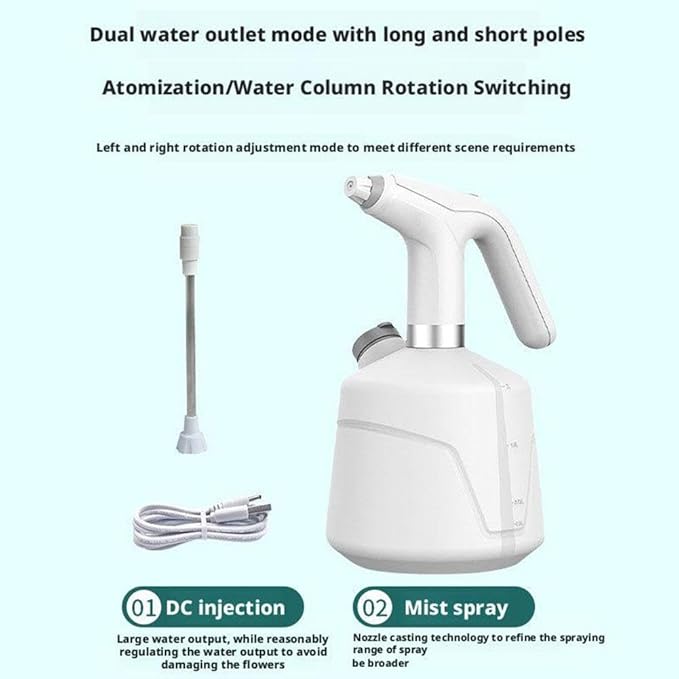 Electric Spray Bottle Plant Mister for Indoor Outdoor Plants,Automatic Watering Can Rechargeable USB Sprayer with Adjustable Spout,Watering Tools for Gardening Fertilizing