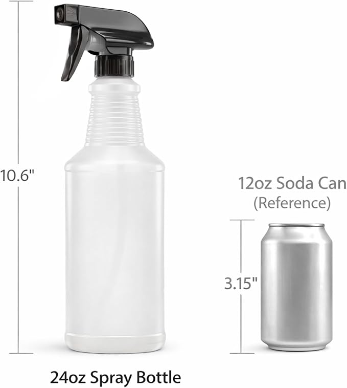 Bar5F Chemical-Resistant Spray Bottle – BPA-Free, Durable, Adjustable Nozzle for Cleaning, Gardening, Hydrogen Peroxide, Rubbing Alcohol, Leak-Proof, Multipurpose (Black (2-Pack) 24-Ounce)