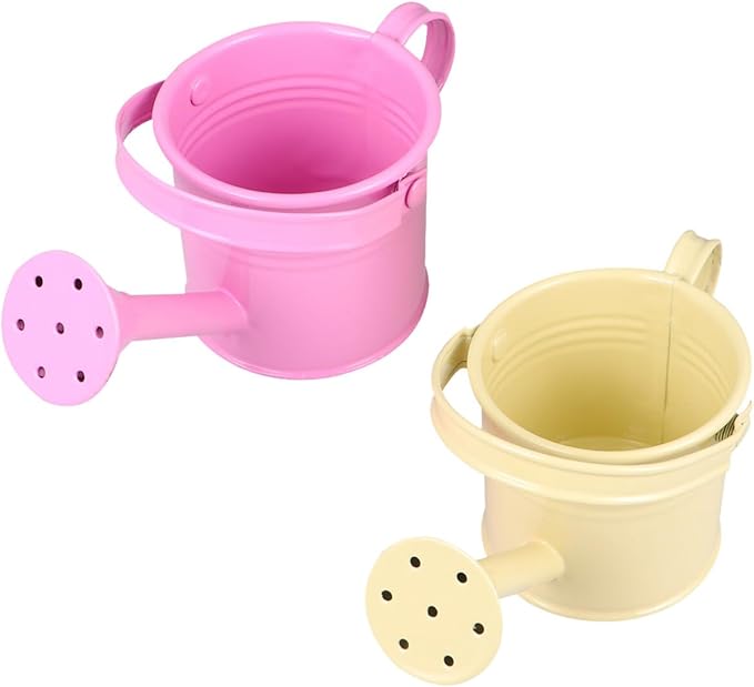 DOITOOL Kids Watering can Metal Portable Small Watering Pot for Indoor Outdoor Plants Flowers with Long Spout and Stable Base 6 Inch