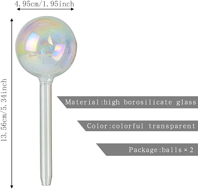 Iridescent Self Watering Globes, Glass Rainbow Watering Globes, Water Globes for Indoor Plants Small Plant Watering Globes Small Watering Globes for Everyday or Vacation Use, 3-Pack