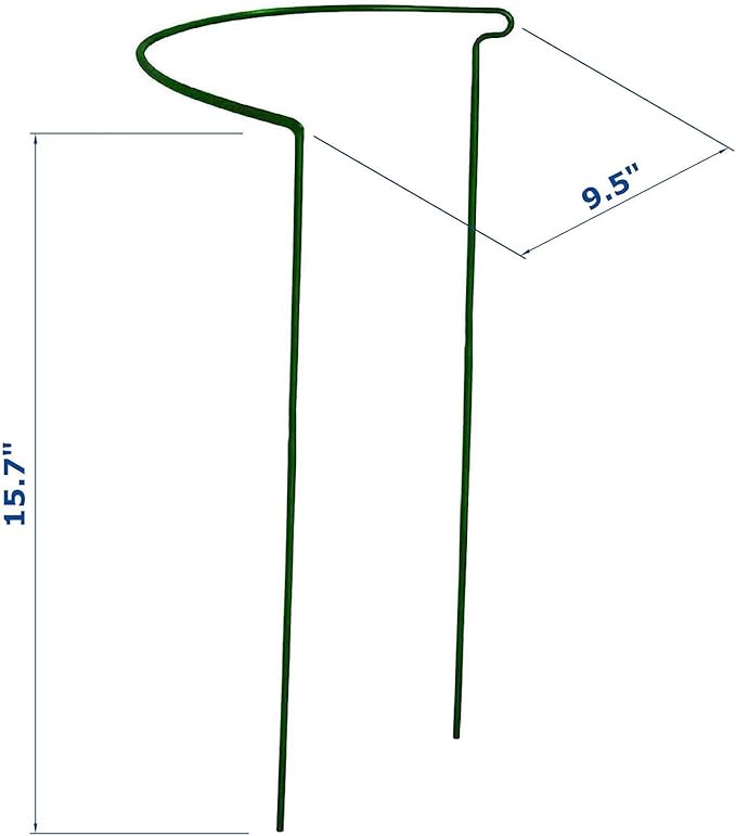 6 Pack 15.8 Inch High Plant Stake,Garden Plant Support,Half-Round Peony Cage Plant Ring Hoop