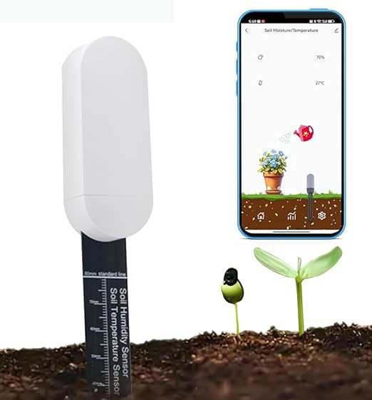 Zigbee Soil Moisture Meter: Plant Hygrometer, Smart Soil Moisture Sensor with App Control,Plant Hygrometer Moisture Sensor Indoor & Outdoor Use, Requires Tuya App