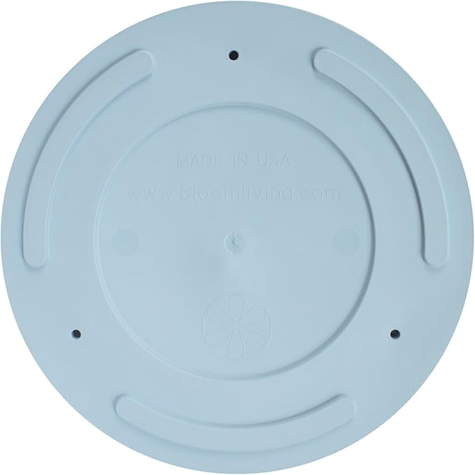 Bloem Mathers 10" Misty Blue Round Modern Resin Garden Planter Pot with Drainage Holes and Removable Saucer Tray Included