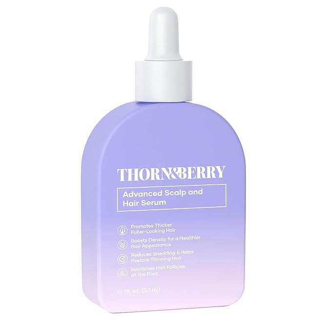 Scalp Serum For Thinning Hair & Density Booster | 3 Key Peptides | Thicker Fuller Hair Thickening Serum With Rosemary Oil, Topical Caffeine, Saw Palmetto, Biotin, Peppermint | Strengthening Treatment
