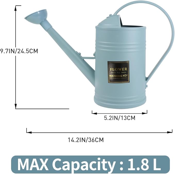 0.5 Gallon Small Watering Can for Outdoor Indoor Plants for House Plants, 12 oz Glass Plant Mister Spray Bottle for Bonsai Garden Flowers (Blue)
