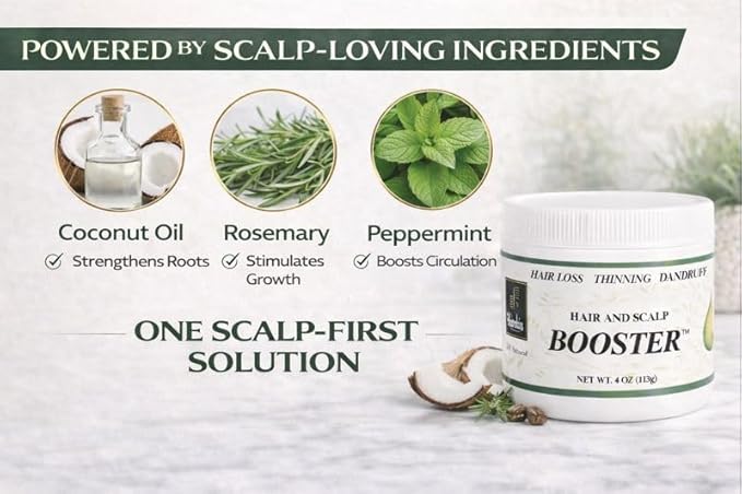 Hairobics Hair & Scalp Booster – Natural Hair Growth Product for Thinning Hair, Dry Scalp & Edges | Strengthens Roots, Promotes Growth & Nourishes Scalp | 4 oz