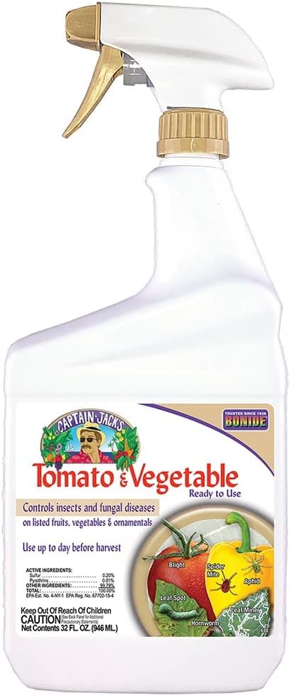 Bonide Captain Jack's Tomato & Vegetable Spray, 32 oz Ready-to-Use Spray, Insect & Disease Control for Organic Gardening