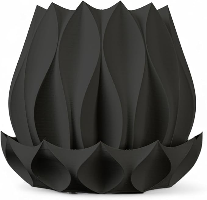 Neo Lotus Planter – Modern Sculptural Pot for Orchids, Succulents & Airplants | Minimalist Indoor Vase for Home, Desk, Shelf or Gift Decor (Black, Standard Structure 6" x 6" WH)