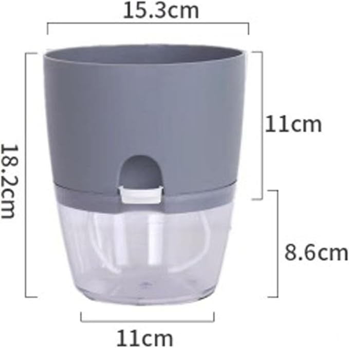 Self-Watering Planters, Plant Waterer for Indoor Outdoor Use Self Watering Plant Pot for Herbs Flowers Succulents, 2 Pcs (Gray, Large)